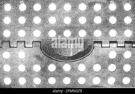Texture de recouvrement en métal pelé rouillé avec ornement en pointillés. Arrière-plan grunge. Illustration vectorielle abstraite de demi-teinte Illustration de Vecteur