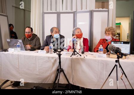 Tran français-vietnamien à Nga, 79 ans, donne une conférence de presse au siège de l'Union générale des Vietnamiens de France, à Paris, le 11 mai 2021, Un jour après son échec dans sa tentative de poursuivre Monsanto et d'autres fabricants de l'agent chimique toxique Orange sur son utilisation par les États-Unis comme arme pendant la guerre du Vietnam. TRAN à Nga, né en 1942 dans ce qui était alors français Indochine, a accusé 14 entreprises d'agrochimie de causer des dommages graves à elle et à d'autres en vendant l'agent Orange à l'armée américaine, qui a utilisé l'herbicide à l'effet dévastateur au Vietnam. Mais la cour dans la banlieue parisienne d'Evry, Banque D'Images