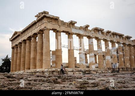 Athènes, Grèce - 08 mai 2018. Reconstruction du Temple du Parthénon en Acropole Banque D'Images