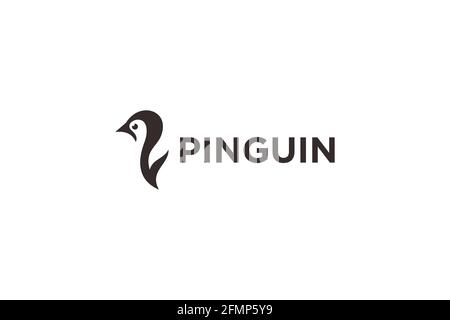 Illustration Pinguin. Inspiration créative pour le logo animal. Peut être utilisé comme symboles, identité de marque, icônes ou autres. La couleur et le texte peuvent être modifiés Illustration de Vecteur