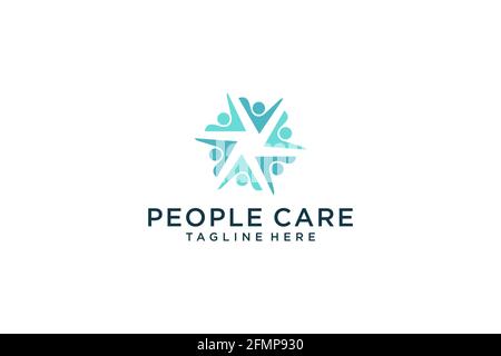 Social Humanity People logo. Modèle de conception de logo Flat Vector. Illustration de Vecteur