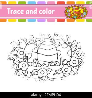 Tracé et couleur. Page de coloriage pour enfants. Pratique de l'écriture manuscrite. Feuille de travail de développement de l'éducation. Page activité. Jeu pour les tout-petits. Vecteur isolé Illustration de Vecteur