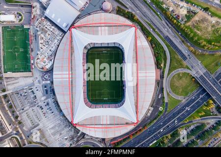 Lisbonne, Portugal - 15 décembre 2020 : vue aérienne de l'Estadio Sport Lisboa e Benfica depuis le sommet, Lisbonne, Portugal. Banque D'Images