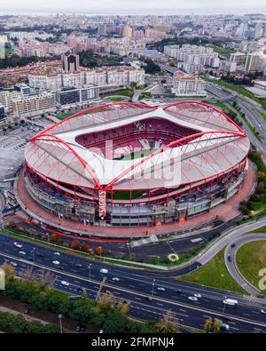Lisbonne, Portugal - 15 décembre 2020 : vue aérienne de l'Estadio Sport Lisboa e Benfica depuis le sommet, Lisbonne, Portugal. Banque D'Images