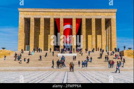 Ankara, Turquie - 13 mars 2021 - personnes au mausolée de Mustafa Kemal Atatürk à Anitkabir Banque D'Images