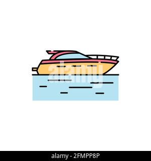 Icône de la ligne de couleur du hors-bord. Elément vectoriel isolé. Pictogramme de contour pour la page Web, l'application mobile, la promotion Illustration de Vecteur