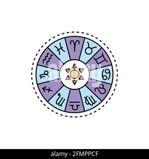 Icône de ligne de couleur de symbole d'horoscope. Elément vectoriel isolé. Pictogramme de contour pour la page Web, l'application mobile, la promotion Illustration de Vecteur