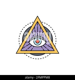 Icône de ligne de couleur illuminati. Elément vectoriel isolé. Pictogramme de contour pour la page Web, l'application mobile, la promotion Illustration de Vecteur