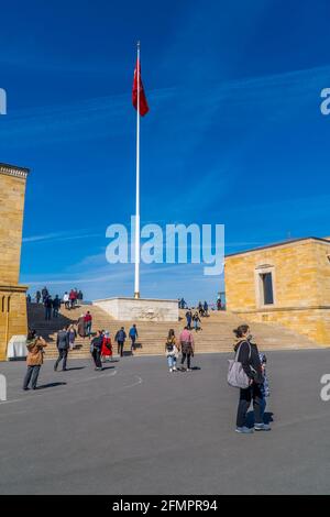 Ankara, Turquie - 13 mars 2021 - personnes au mausolée de Mustafa Kemal Atatürk à Anitkabir Banque D'Images