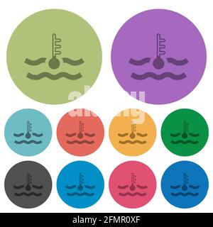 Liquide de refroidissement moteur à température froide icônes plates plus foncées sur fond rond arrière-plan Illustration de Vecteur