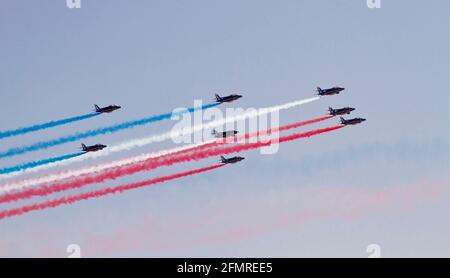 BARCELONE - 2 OCTOBRE : un pilote non identifié effectue des acrobaties lors de l'exposition d'avions aériens Festa al Cel, le 2 octobre 2011, à Barcelone Banque D'Images