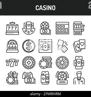 Icônes de la ligne Casino définies. Elément vectoriel isolé. Pictogrammes de contour pour la page Web, l'application mobile, la promotion. Illustration de Vecteur