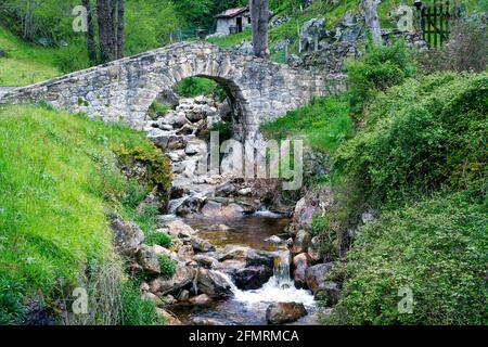 Poo de Cabrales, ancien village rustique des Asturies, Espagne Banque D'Images