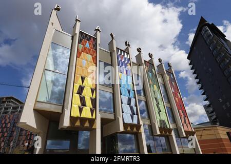 Extérieur du Leeds Playhouse, Leeds, Yorkshire, anciennement West Yorkshire Playhouse. Banque D'Images