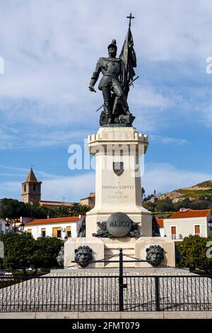 Medellin, Espagne - 17 mars 2016 : statue de Hernan Cortes, conquérant mexicain, Medellin, Estrémadure Espagne Banque D'Images