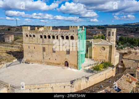 Vue sur le château de Valderrobres, Aragon, Teruel Espagne Banque D'Images