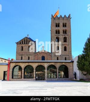 Monastère de Santa Maria de Ripoll, en Catalogne, Espagne. Fondée en 879, est considéré comme le berceau de la nation catalane. Banque D'Images