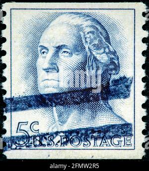 USA - VERS 1958: Un timbre imprimé aux Etats-Unis montre le portrait d'image George Washington vers 1958 Banque D'Images