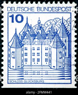Allemagne - Circa 1977: Timbre-poste imprimé en République fédérale d'Allemagne avec l'image du château de Glucksburg, vers 1977. Banque D'Images