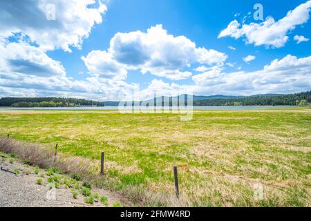 Le grand marais et le lac de la zone de conservation McKenzie à Newman Lake, Washington, États-Unis Banque D'Images