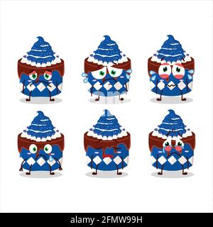 Gâteau sueur blueberry personnage de dessin animé avec une triste expression. Illustration vectorielle Illustration de Vecteur