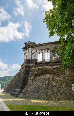 Koblenz, Allemagne - 07 juillet 2018 : Fondation du Monument de l'empereur Guillaume I à Koblenz Banque D'Images