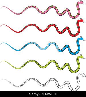 ensemble de longs serpents à motif de dessin animé coloré Banque D'Images