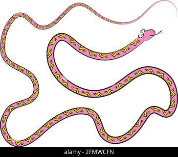 serpent long de dessin animé coloré Banque D'Images