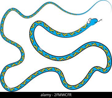 serpent long de dessin animé coloré Banque D'Images