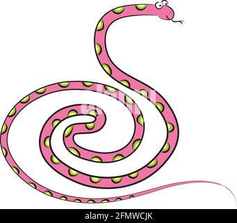 serpent long de dessin animé coloré Banque D'Images