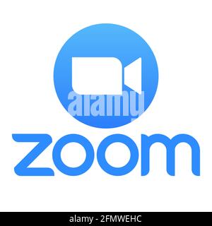 Vinnytsia, Ukraine - 10 mai 2021 : logo Zoom. Icône bleue de l'appareil photo. Icône vidéo pour les projets de conception graphique Illustration de Vecteur