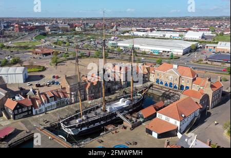 Le Musée national de la Marine royale Hartlepool, avec le grand navire HMS Trincomalee, à Jackson Dock à Hartlepool. Le musée rouvrira ses portes au public le 17 mai, suite à l'assouplissement des restrictions de confinement en Angleterre. Date de la photo: Mercredi 12 mai 2021. Banque D'Images