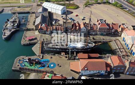 Le Musée national de la Marine royale Hartlepool et le grand navire HMS Trincomalee à Jackson Dock à Hartlepool. Le musée rouvrira ses portes au public le 17 mai, suite à l'assouplissement des restrictions de confinement en Angleterre. Date de la photo: Mercredi 12 mai 2021. Banque D'Images