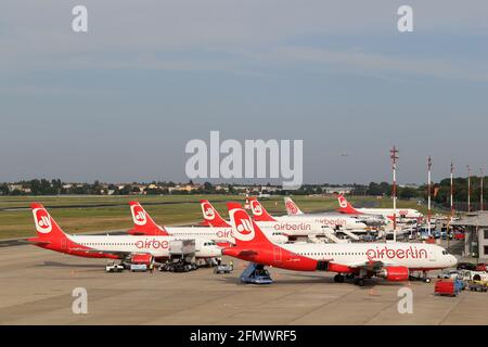 Berlin, Allemagne - 30. Août 2017 : avions Air Berlin à l'aéroport de Berlin Tegel (TXL) en Allemagne. Banque D'Images