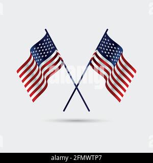 Deux drapeaux américains réalistes croisés - illustration vectorielle Illustration de Vecteur