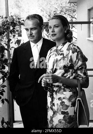 Rainier III, 31.5.1923 - 6.4.2005, Prince de Monaco, demi-longueur, avec sa femme Gracia Patricia, DROITS-SUPPLÉMENTAIRES-AUTORISATION-INFO-NON-DISPONIBLE Banque D'Images