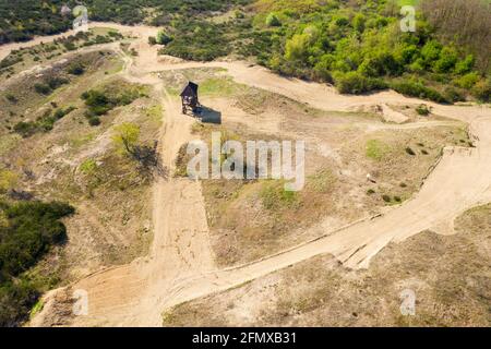Vue aérienne de la réserve spéciale 'Đurđevac Sands' en Croatie Banque D'Images
