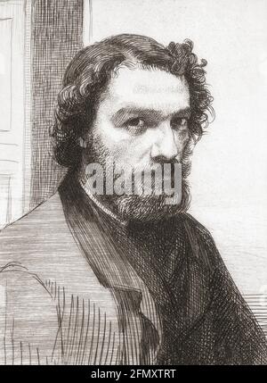 Alphonse Legros, 1837 - 1911. Artiste et sculpteur français. Il a pris la citoyenneté britannique après son déménagement à Londres. Après un travail de Felix Bracquemond. Banque D'Images