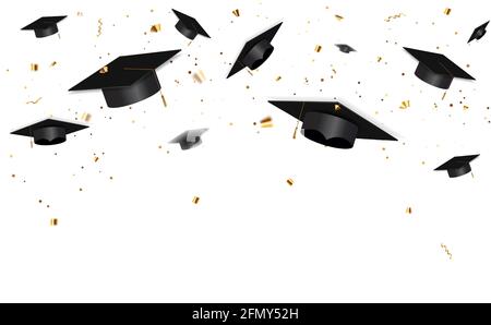 Concept d'éducation contexte. Graduations et confetti. Illustration vectorielle Illustration de Vecteur