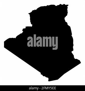 Carte de silhouette sombre de l'Algérie isolée sur fond blanc Illustration de Vecteur