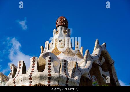 Parc Guell de Gaudi, Barcelone, Catalogne, Espagne. Banque D'Images