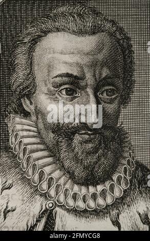 Henri IV le Grand (1553-1610). Roi de Navarre comme Henri III (1572-1610) et roi de France comme Henri IV (1589-1610). Chef des Huguenots (1569). Portrait. Gravure. Guerres de Flandre. Édition publiée à Anvers, 1748. Banque D'Images