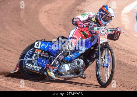 Manchester, Royaume-Uni. 12 mai 2021. MANCHESTER, ROYAUME-UNI. 12 MAI : Steve Worrall en action Discovery Networks lancement de la saison Eurosport Speedway au National Speedway Stadium, Manchester le mercredi 12 mai 2021 (Credit: Ian Charles | MI News) Credit: MI News & Sport /Alay Live News Banque D'Images