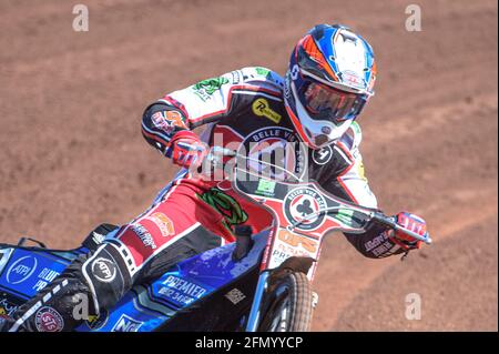 Manchester, Royaume-Uni. 12 mai 2021. MANCHESTER, ROYAUME-UNI. 12 MAI : Steve Worrall en action Discovery Networks lancement de la saison Eurosport Speedway au National Speedway Stadium, Manchester le mercredi 12 mai 2021 (Credit: Ian Charles | MI News) Credit: MI News & Sport /Alay Live News Banque D'Images