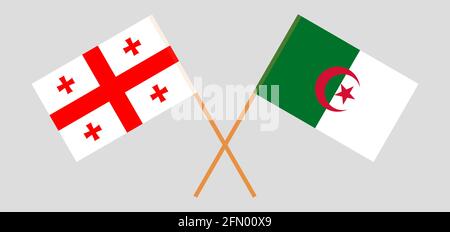 Drapeaux croisés de l'Algérie et de la Géorgie. Couleurs officielles. Proportion correcte. Illustration vectorielle Illustration de Vecteur