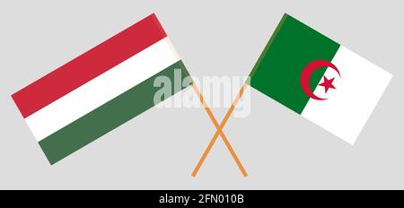 Drapeaux croisés de l'Algérie et de la Hongrie Illustration de Vecteur