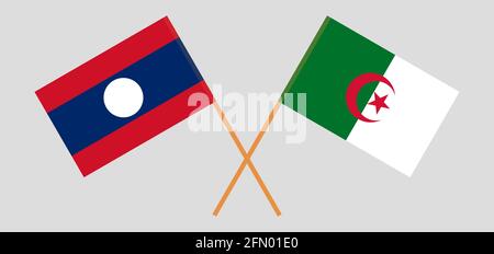 Drapeaux croisés de l'Algérie et du Laos. Couleurs officielles. Proportion correcte. Illustration vectorielle Illustration de Vecteur