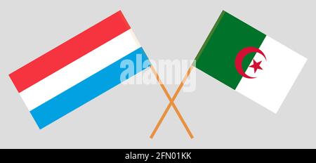 Drapeaux croisés de l'Algérie et du Luxembourg. Couleurs officielles. Proportion correcte. Illustration vectorielle Illustration de Vecteur