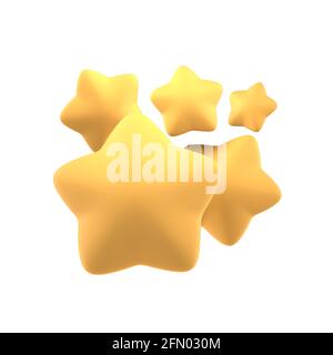 Noter étoiles émotiji icônes illustration 3d sur fond blanc. Concept minimal. rendu 3d isolé. Illustration de haute qualité Banque D'Images