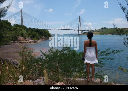 Indonésie Batam - Pont de Barelang avec personne Banque D'Images